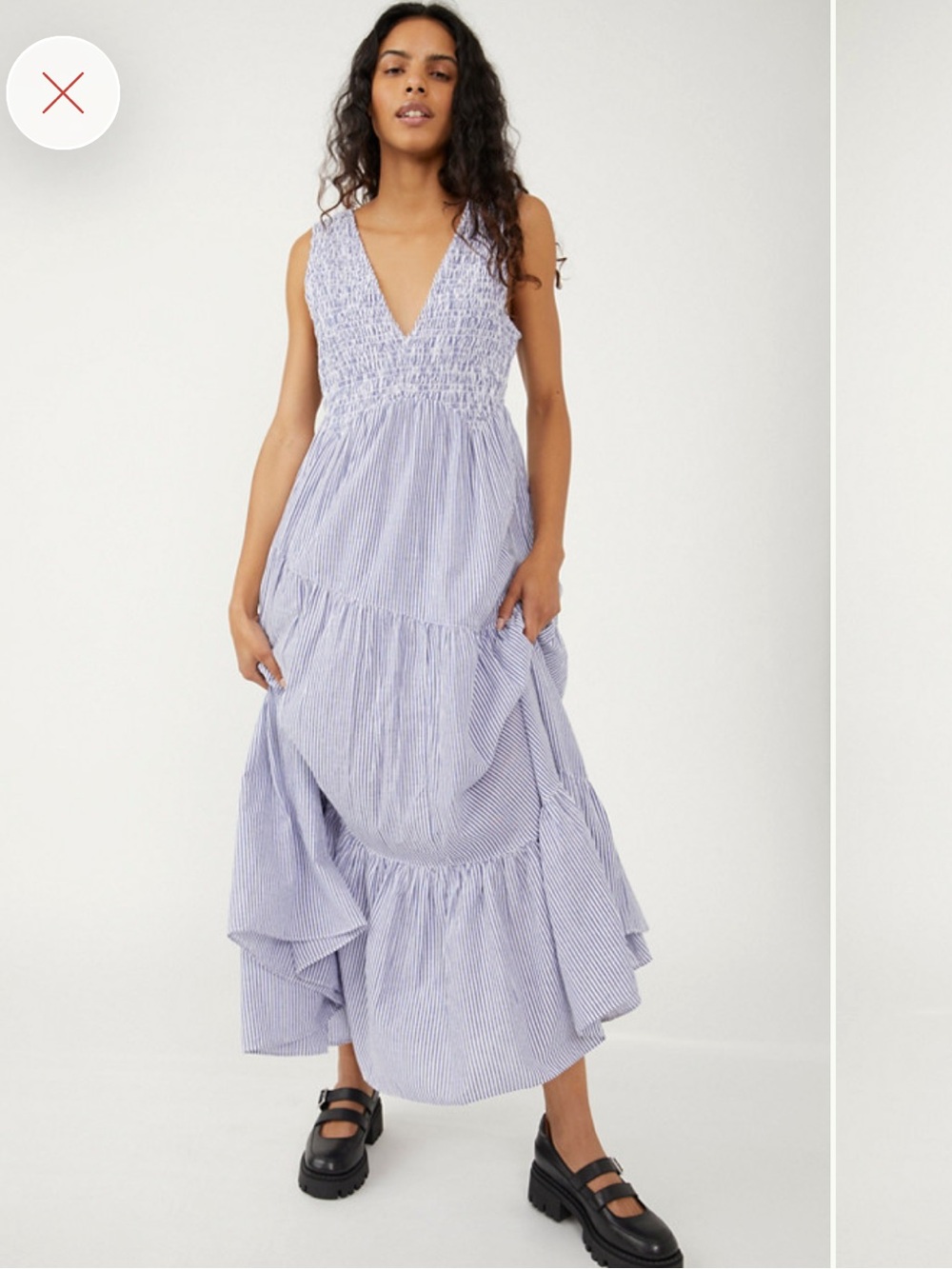 Free People Juno Maxi Dress - Light Blue Stripe